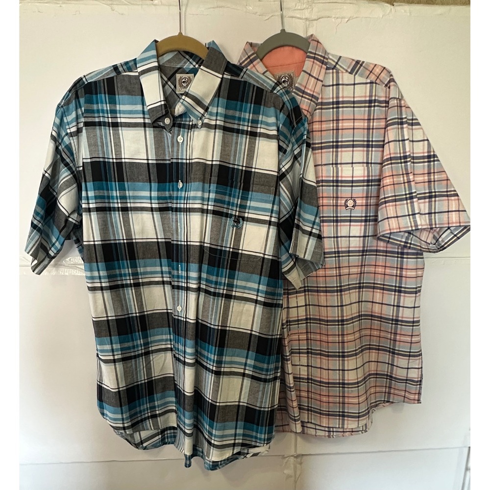 Cinch‎ Mens Plaid Short Sleeve Button Up Shirts Large Casual Western